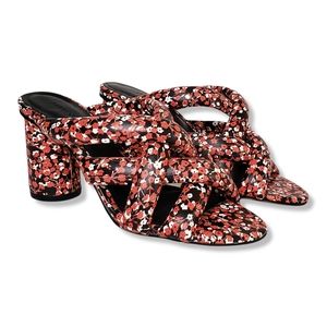 Rebecca Minkoff Amandine Red Floral Heeled Slide Sandals Size 5.5